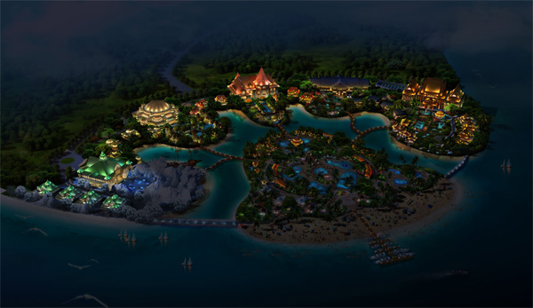 海南海花島溫（wēn）泉城夜景照明工程